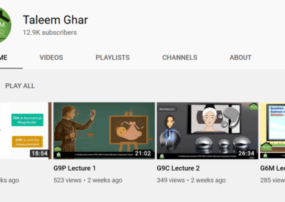 Taleem Ghar You Tube page with lecture options