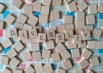 letter tiles spelling out DIVERSITY