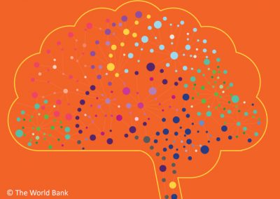 Screen shot of World Bank Document - Cost Effective Approaches to Improve Global Learning - what does recent Evidence show.   Brain shape with coloured dots