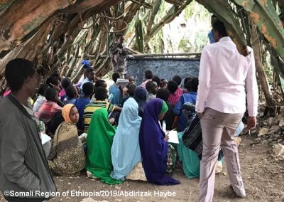 Somali pastoralist children in outside classroom