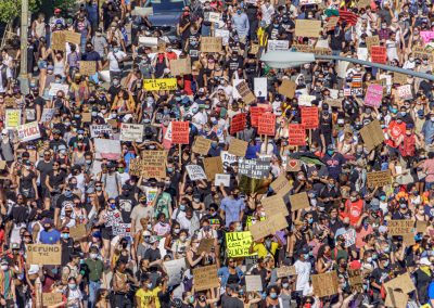 Group of people protesting at murder of George Floyd in Washington DC