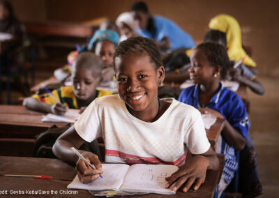 A girl at a desk in Mali