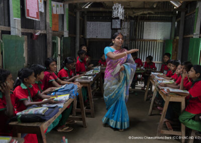 Children listening to teach in class in Bangladesh