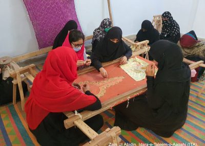 Girls being trained in handicrafts