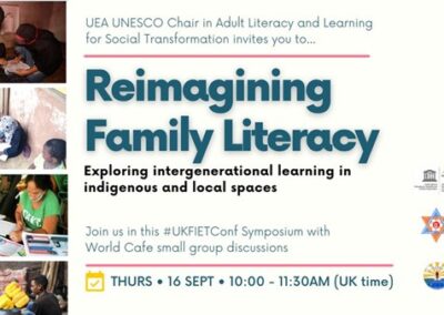 poster for UKFIET conference 2021 symposium on Reimagining Family Literacy.