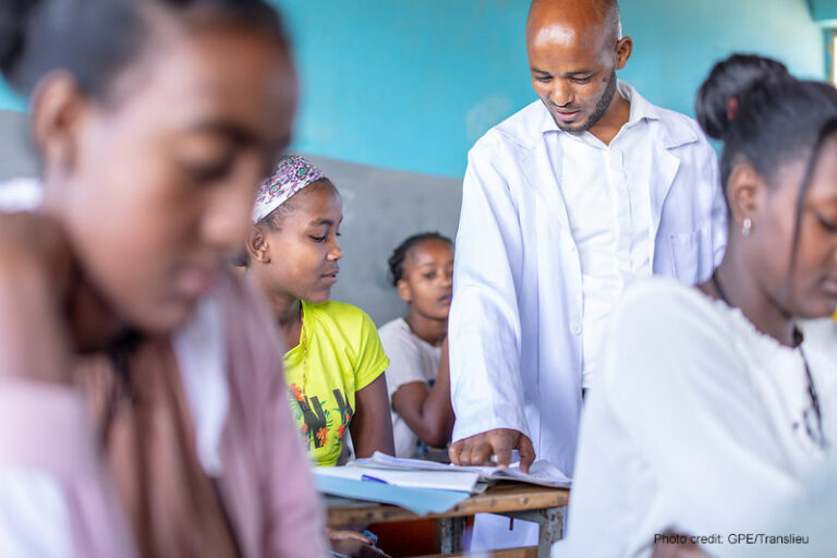 A teacher in class at Yirba Yanase Primary and Secondary School in Hawassa, Ethiopia.