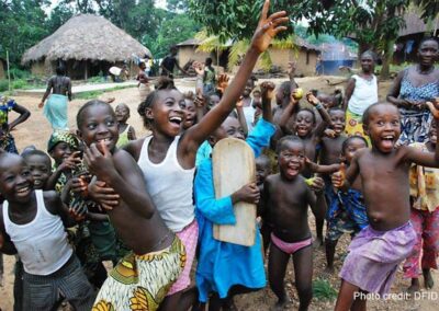 Children playing at a rural health centre in Sierra Leone.