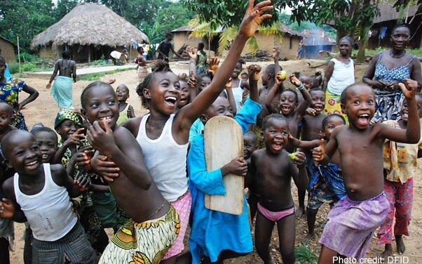 Children playing at a rural health centre in Sierra Leone.