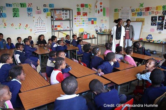 A primary classroom at Kokebe School, Addis Ababa, Ethiopia